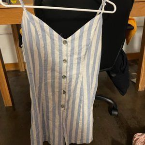 White and Blue Striped Romper